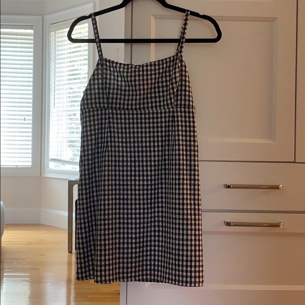 gingham print mini dress